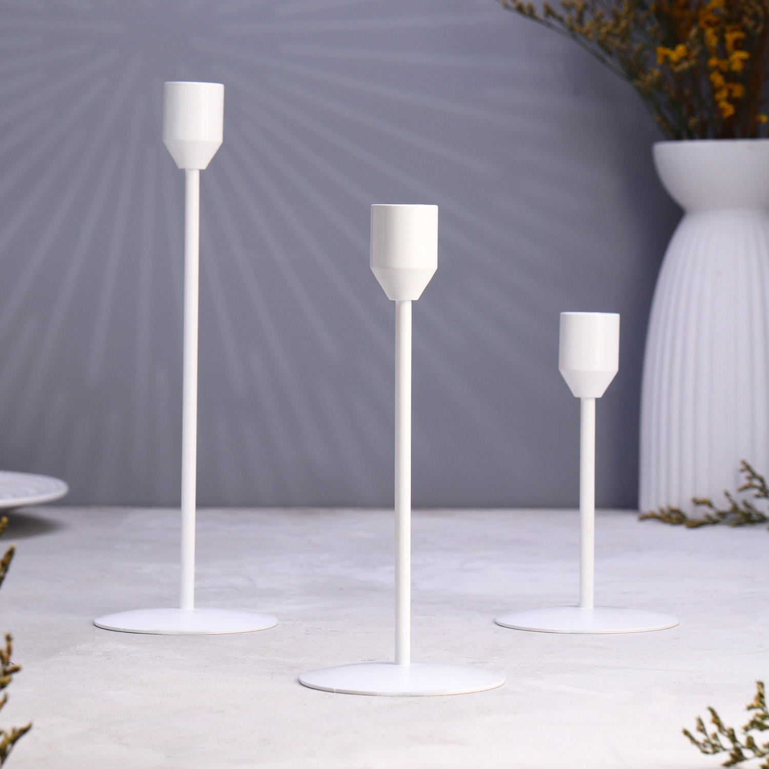 Набор подсвечников "Трио" 8х24; 8х19; 8х14см, белый 10330391