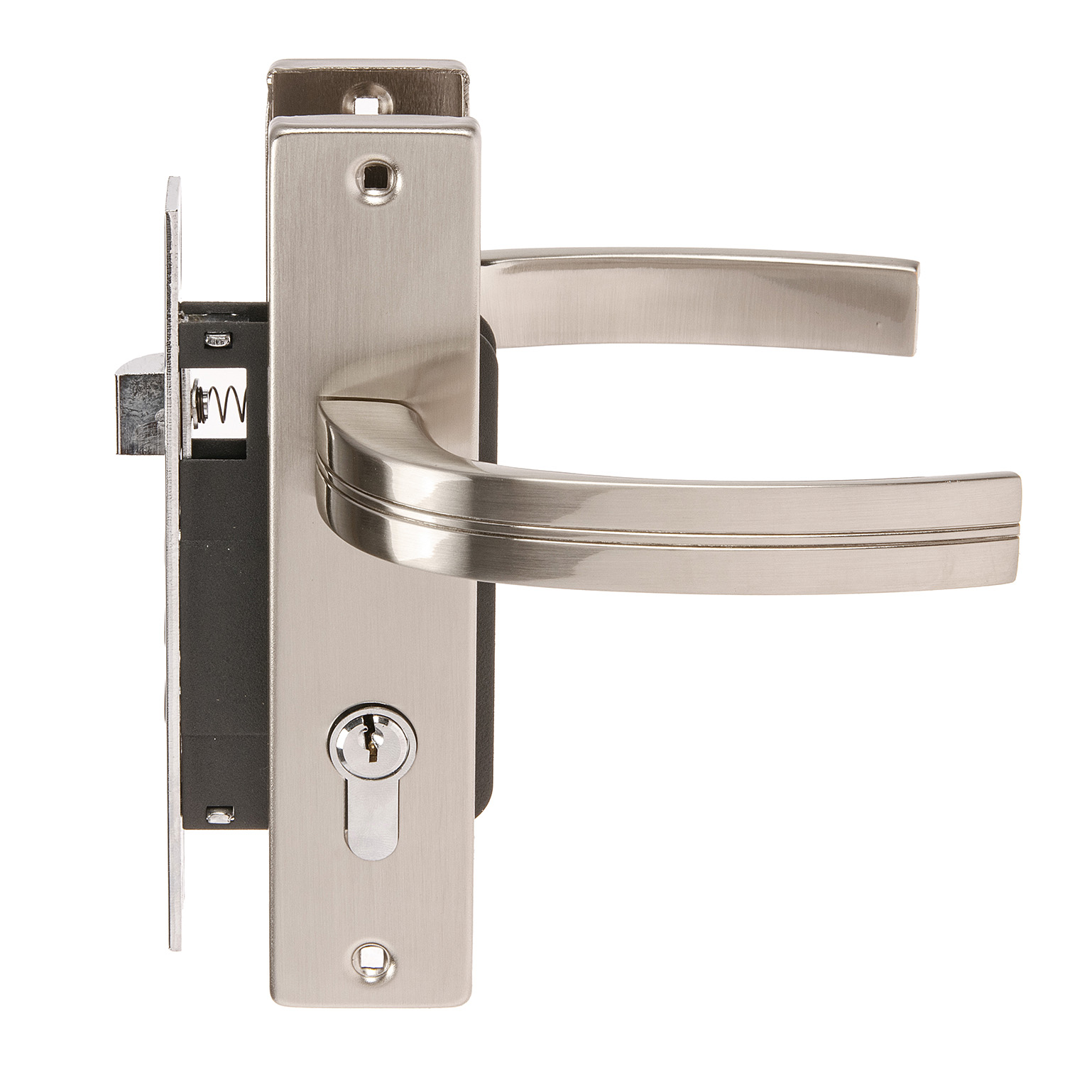 Замок врезной 61,5мм никель матовый 706К Нора-М *1/20