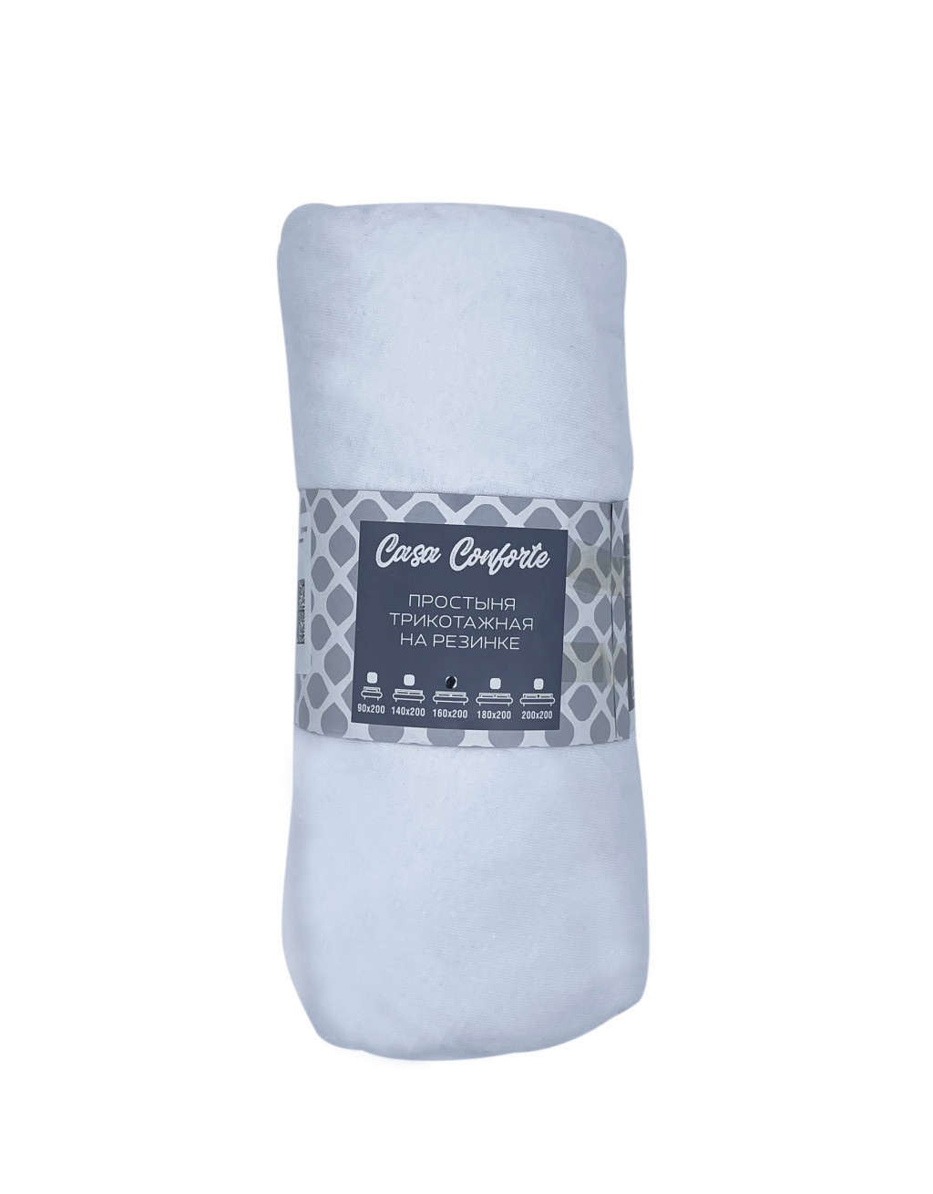 Простыня на резинке трикотаж 180*200*20см белый Belezza *1/6/24