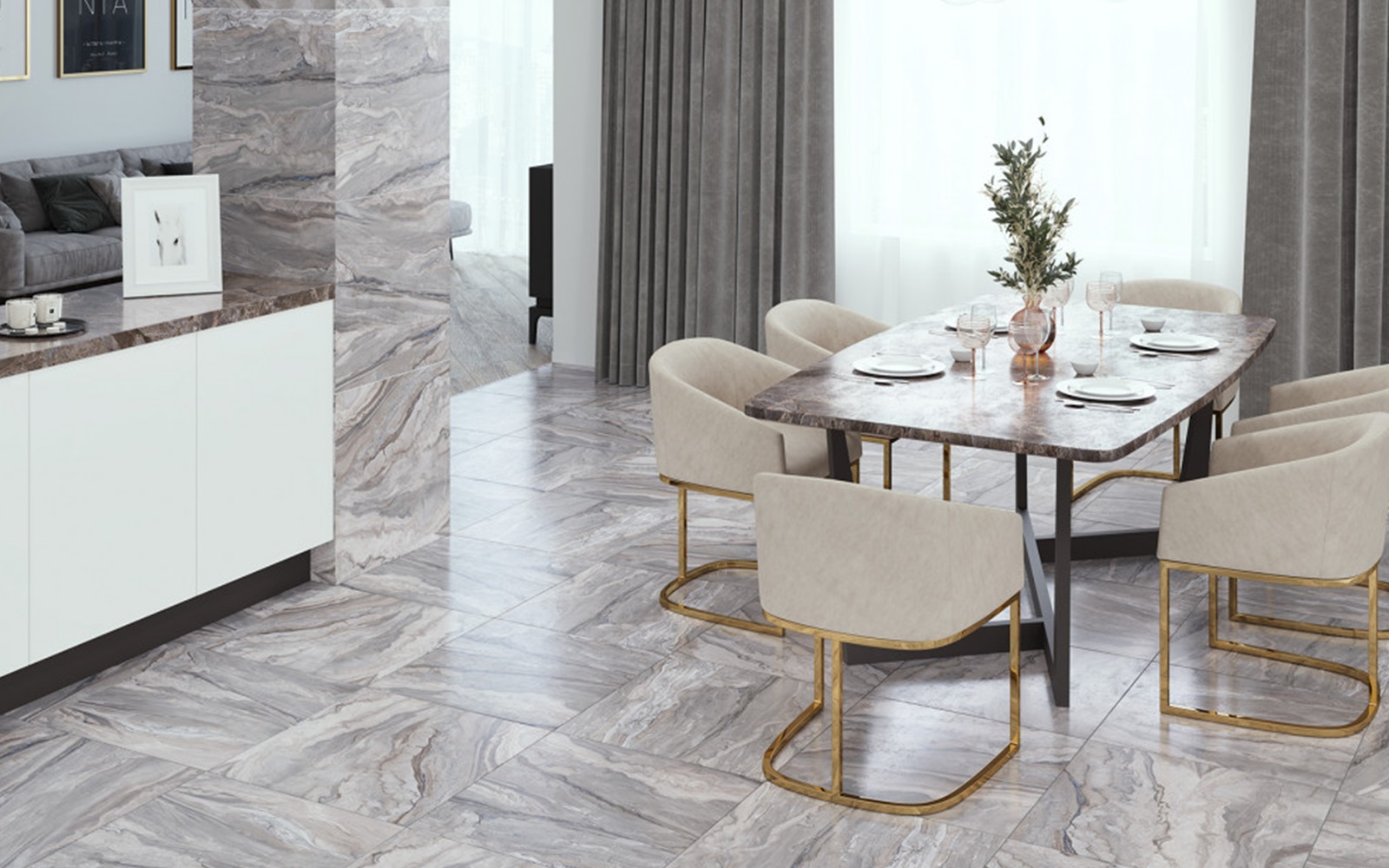 Керамогранит 1.8 м² Alma Ceramica Arcadia, 600x600x9 мм, серый