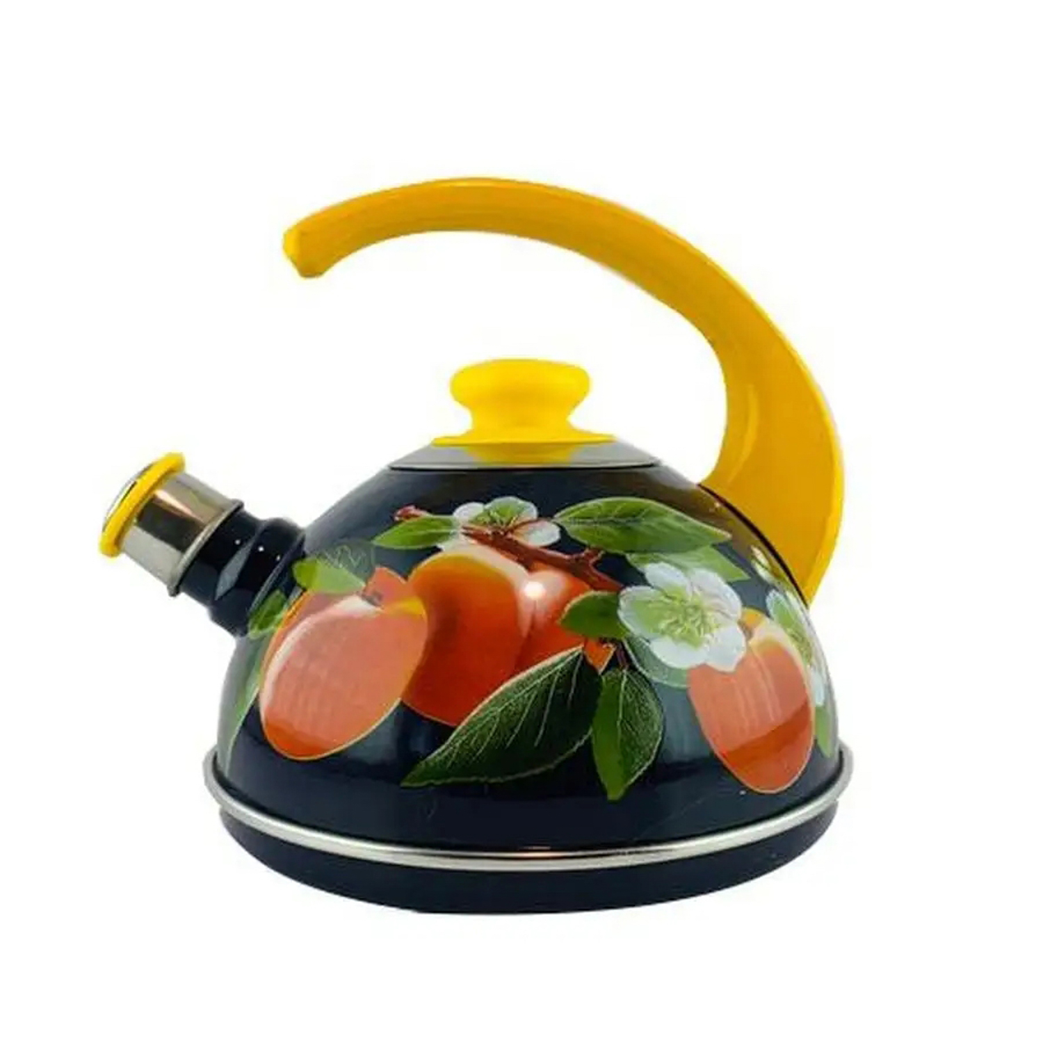 яяяЧайник эмалированный со свистком 2,5л декор "Абрикос" Синий T04/25/05/31/H03 *1/4