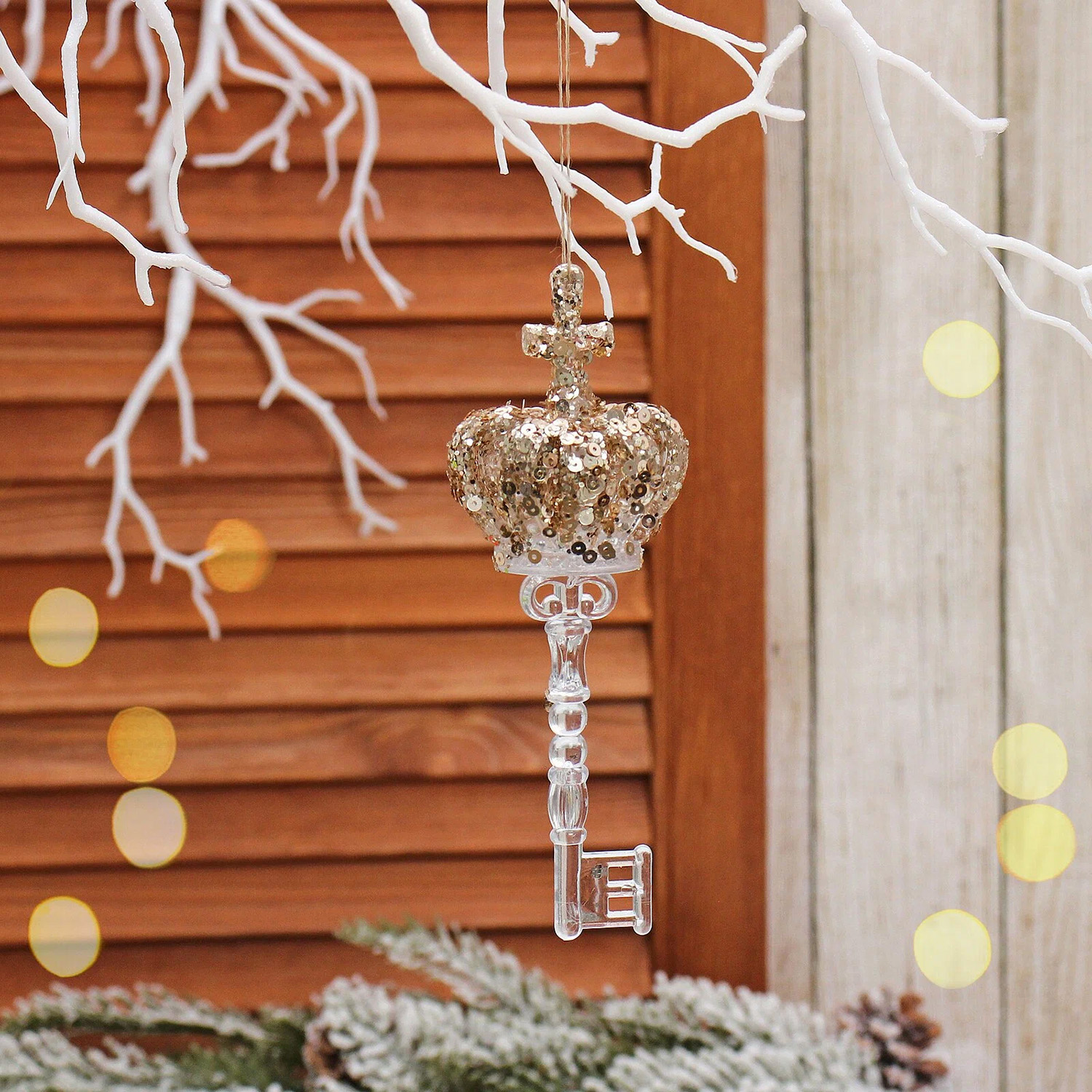 Подвеска "Ключ от дворца" 15 см, Белый/Золотой блеск