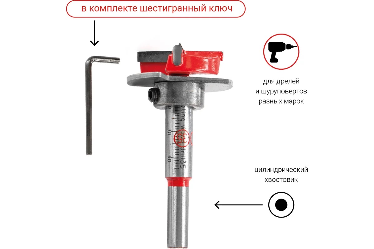 Сверло Форстнера 35мм. по дереву с ограничителем 1шт арт.553135 VIRA *1/10 Сверло Форстнера 35мм. по дереву с ограничителем 1шт арт.553135 VIRA *1/10