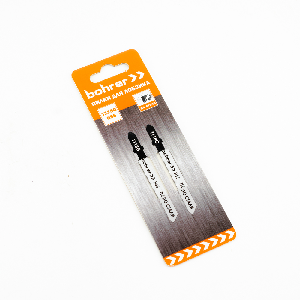 Пилки для лобзика по металлу  75мм шаг0,8мм прямой рез (2шт) T118G арт 37301186 Bohrer *10/100/600 Пилки для лобзика по металлу  75мм шаг0,8мм прямой рез (2шт) T118G арт 37301186 Bohrer *10/100/600