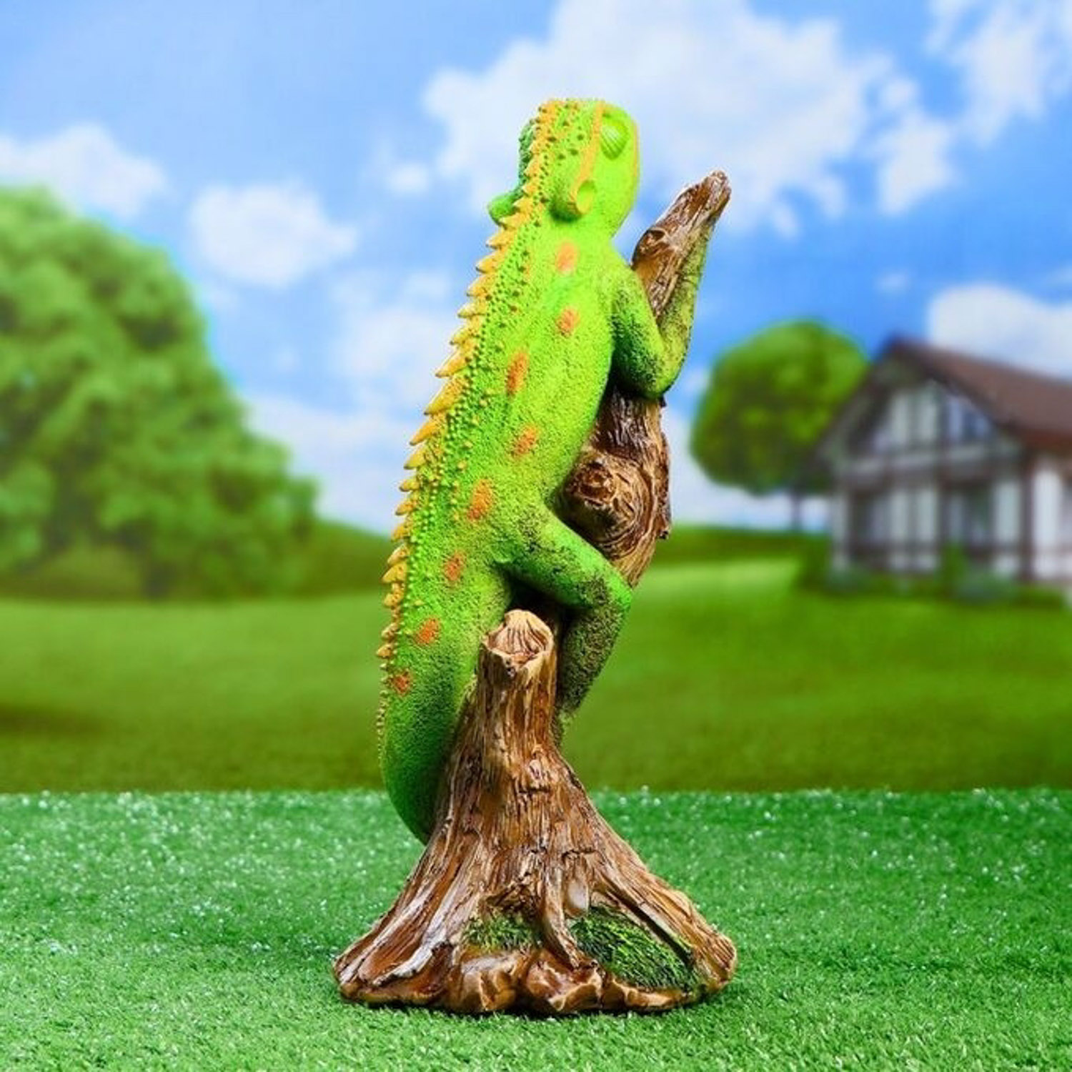 Садовая фигура "Хамелеон на ветке" акрил 17х14х35см   4793735