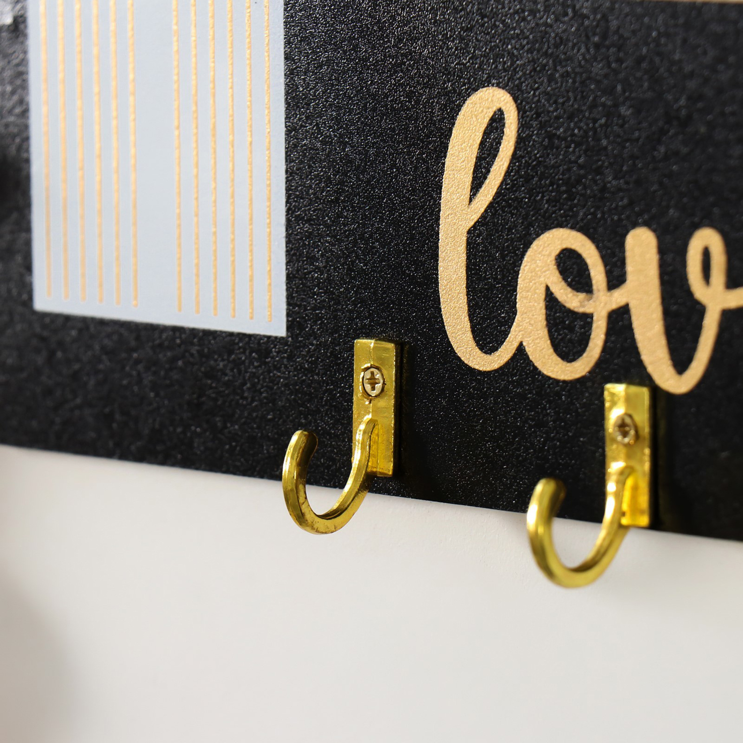 Крючки декоративные дерево "Любовь. Абстракция. Радуга" чёрная с золотом 20х9,3 см   10498998