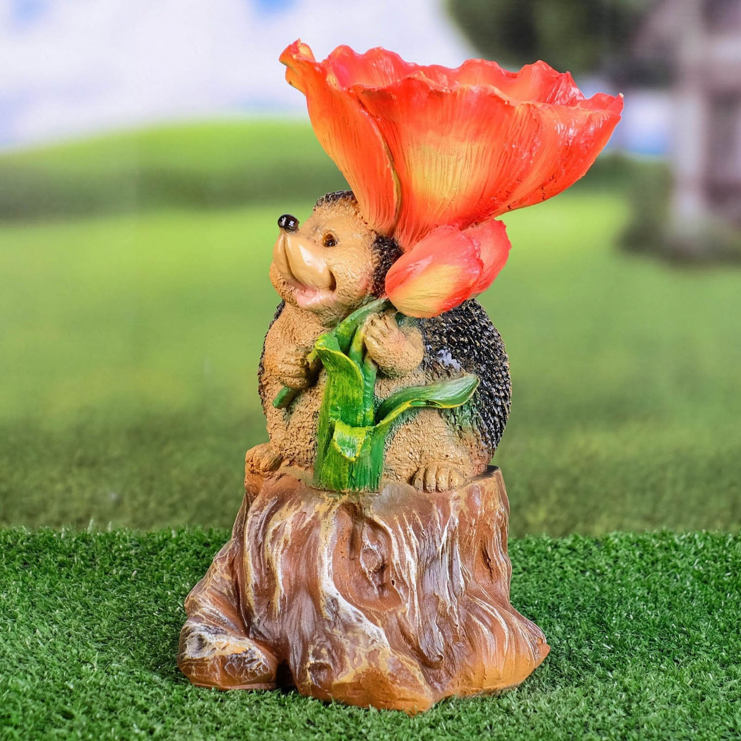 Садовая фигура - поилка "Ежик на пне" 26см 7697272