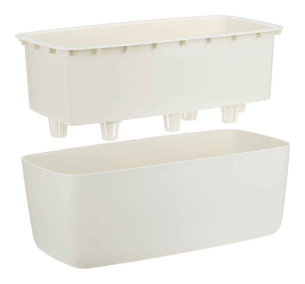 Кашпо пластм. "Флориан" 4,2л 390х200мм h245мм со вставкой Белый ратанг М3272 ("М-П")*1/6