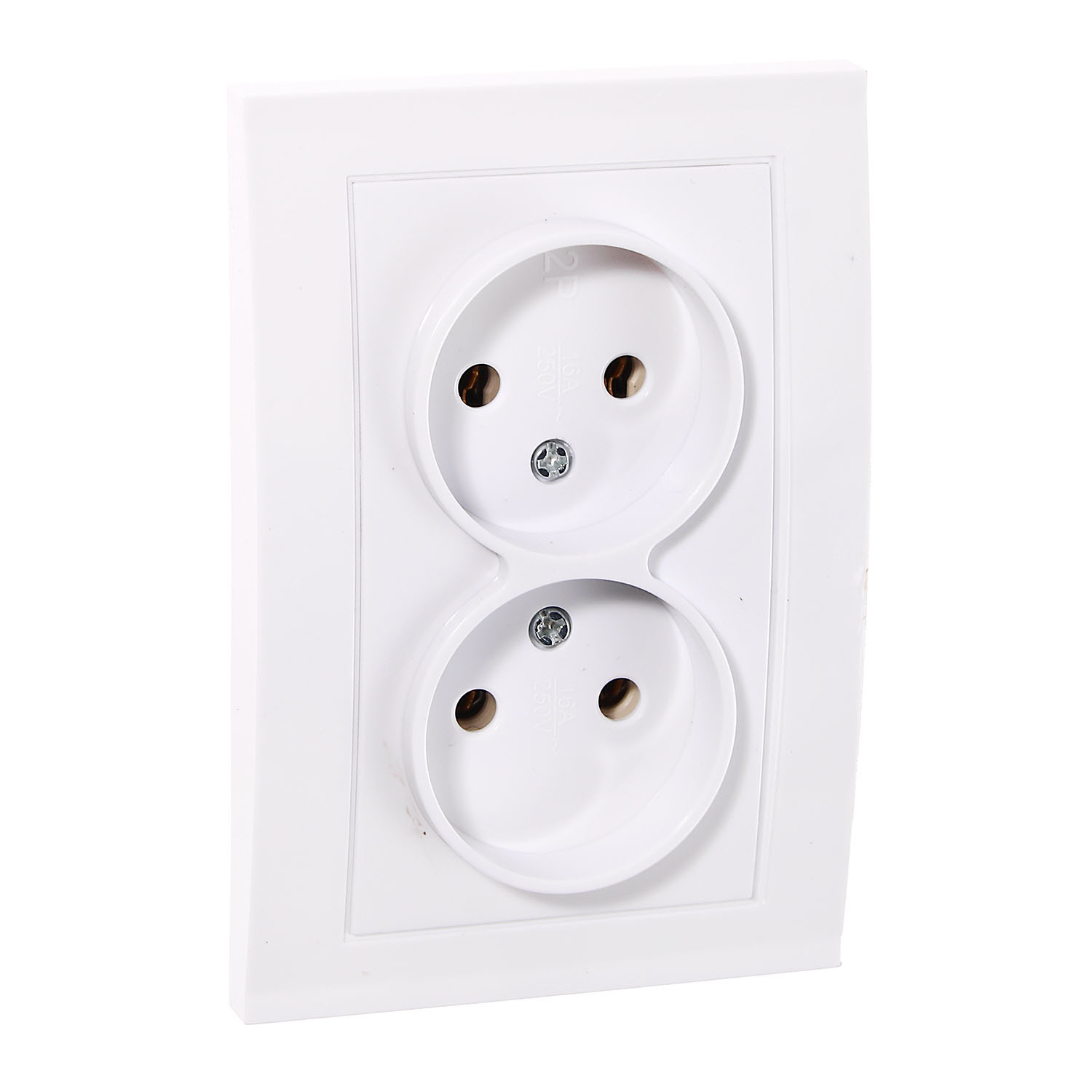 Розетка Бриллиант СП 2-мест. белая бз 16А IP20 UNIVersal 7947519