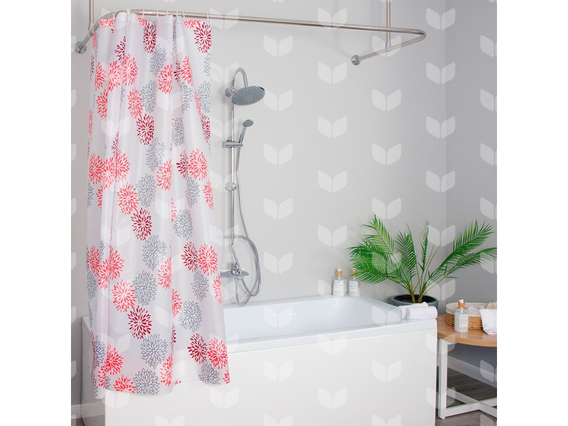 Штора для ванной V-line Пионы, 170х180 см, полиэстер, с кольцами