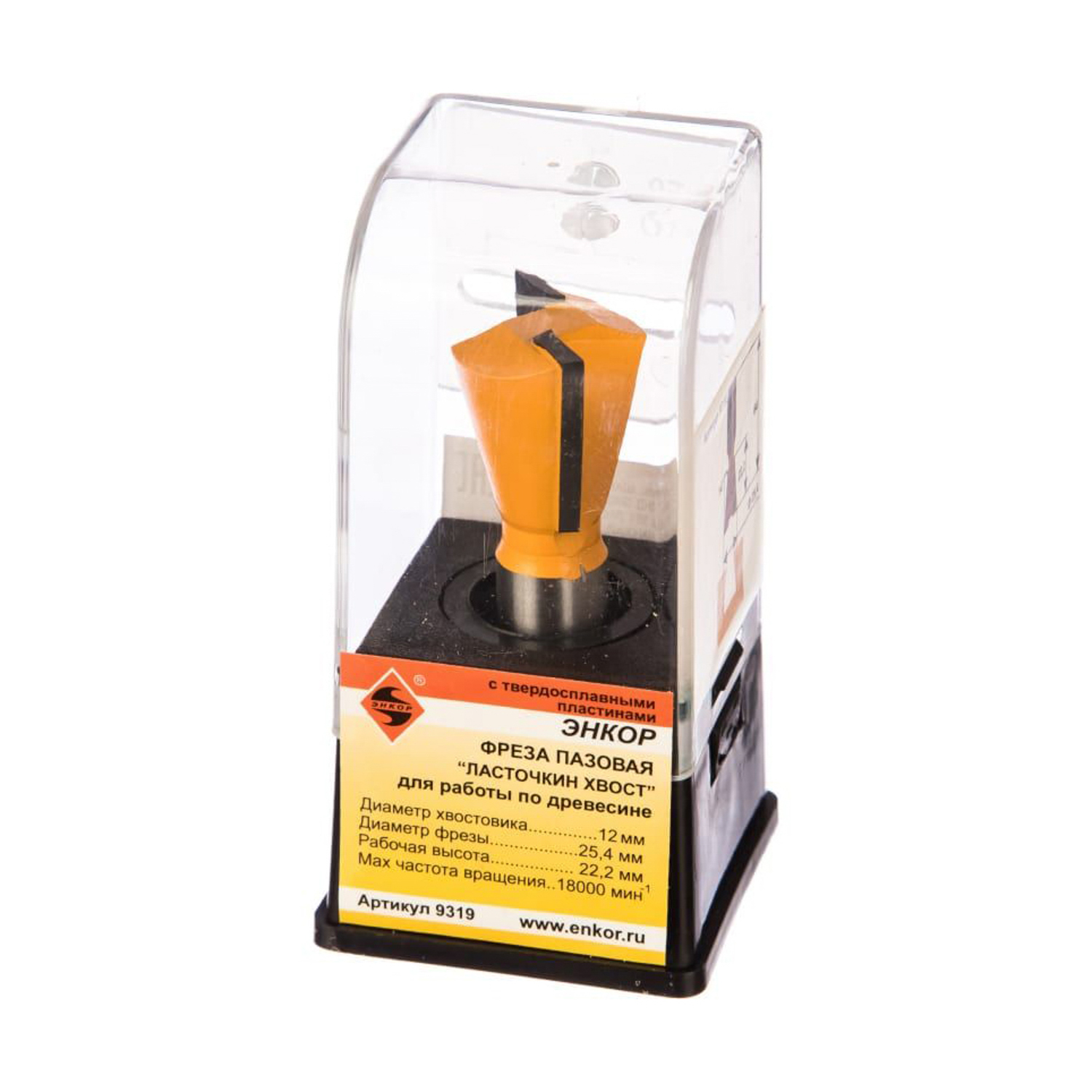 Фреза по дереву пазовая "ласточкин хвост" ф25.4х22 14° твердосплав ц/хв 12 ЭНКОР бокс