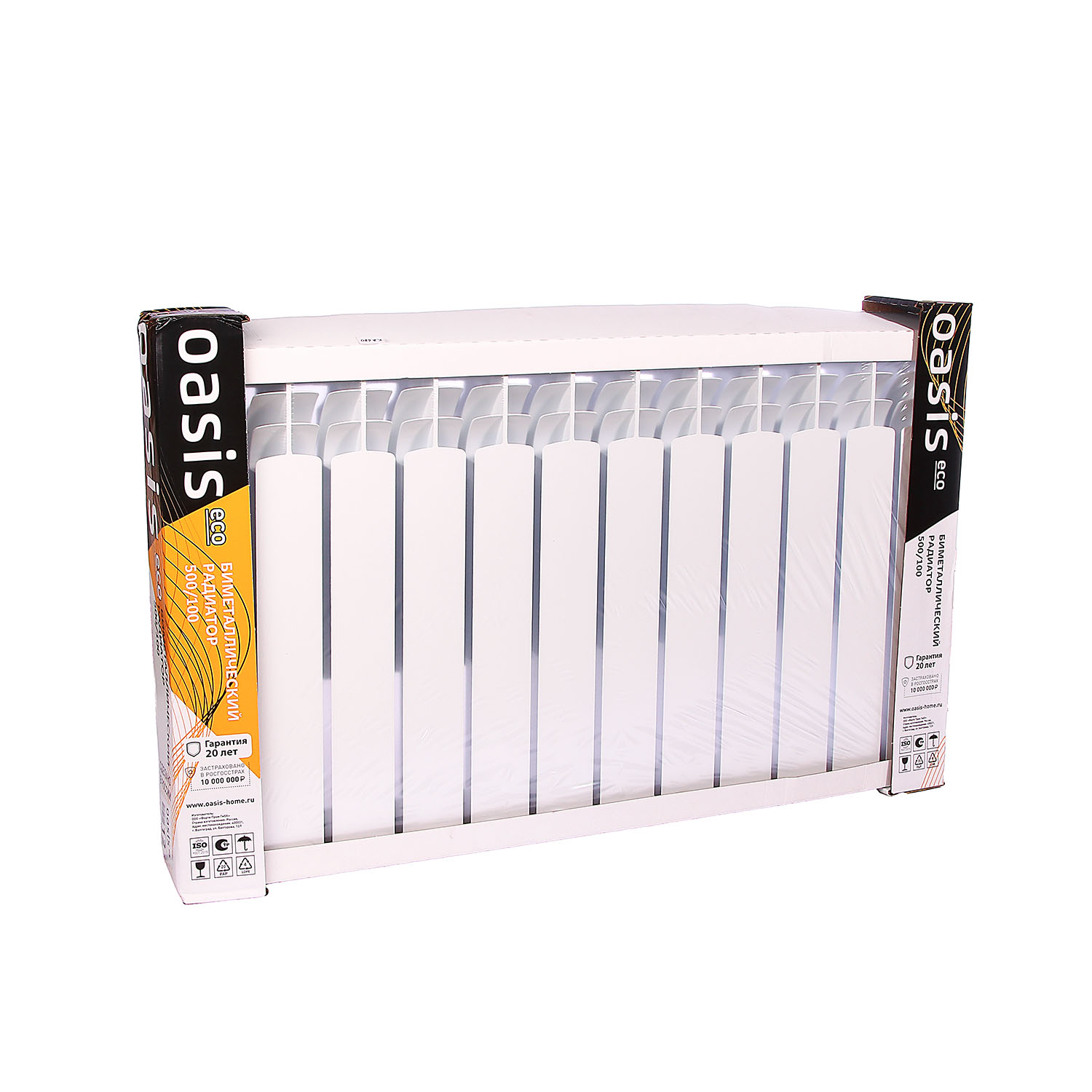 Радиатор биметаллический 12 секций Oasis Эко, 500 мм, белый
