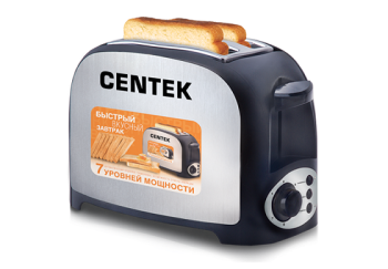 Тостер 750Вт Centek СТ-1421 черн/стальной корпус, 7 уровней поджарки *1/4 ВИТРИНА Тостер 750Вт Centek СТ-1421 черн/стальной корпус, 7 уровней поджарки *1/4 ВИТРИНА