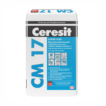 Клей для плитки Церезит СМ 17 Супер Флекс, эластичный, 5 кг Клей для плитки Церезит СМ 17 Супер Флекс, эластичный, 5 кг