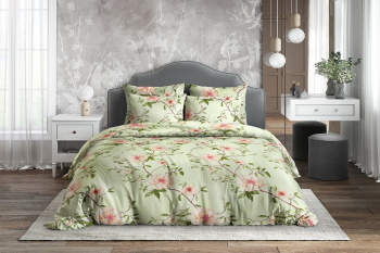 Постельное белье евро поплин Ночь нежна 7275-1+7757-8 Элина2 нав70*70,пр220*240 *1/5