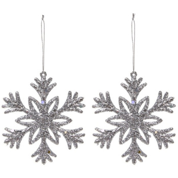 Подвеска "Снежное волшебство" 10 см (набор 2 шт), серебро