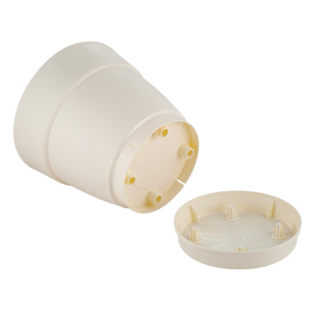 Кашпо пластм. "Villa de Fiori"  1,1л d верха 130мм h155мм с поддоном Белосн. жасмин IG660010048*1/10