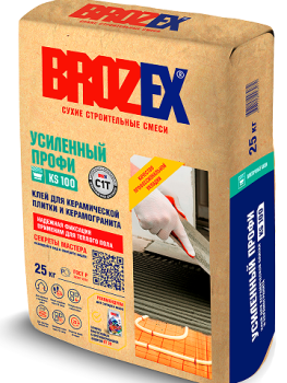 Клей для плитки KS 100 Усиленный ПРОФИ 25 кг BROZEX *156 Клей для плитки KS 100 Усиленный ПРОФИ 25 кг BROZEX *156