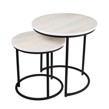 Стол журнальный МАТРЕШКА комплект столешниц 2 шт.ЛДСП Сосна белая+Подстолье труба КРУГЛАЯ ЧЕРНАЯ*1 Стол журнальный МАТРЕШКА комплект столешниц 2 шт.ЛДСП Сосна белая+Подстолье труба КРУГЛАЯ ЧЕРНАЯ*1