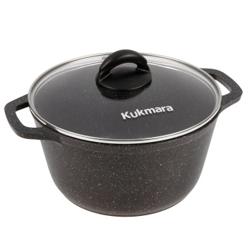 Кастрюля алюмин. антипригарная "Kukmara" "Granit" black 4,5л Стекл.кр. кгч45а *1/3