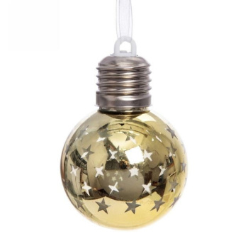 Подвеска ШАР с подсветкой 6 см "Звездопад", Золото (подсветка Теплый белый)