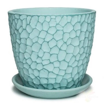 Кашпо керам. Бутон Манго 2,15л d верха 175мм h152мм с поддоном Бирюзовый №3 КС-Б3-216-23 *8