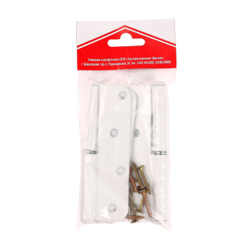 Петля полимер.ПН-110 белая левая (комплект 2 шт+саморезы) ДомоСтрой *1/150