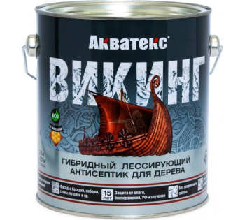 Антисептик 2.5 л для дерева АКВАТЕКС ВИКИНГ, гибридный, лессирующий, бесцветный