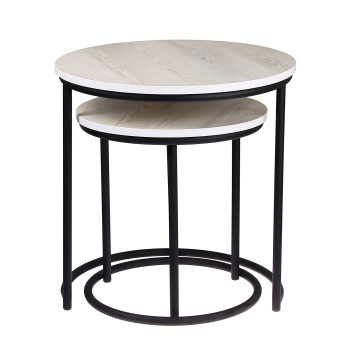 Стол журнальный МАТРЕШКА комплект столешниц 2 шт.ЛДСП Сосна белая+Подстолье труба КРУГЛАЯ ЧЕРНАЯ*1 Стол журнальный МАТРЕШКА комплект столешниц 2 шт.ЛДСП Сосна белая+Подстолье труба КРУГЛАЯ ЧЕРНАЯ*1