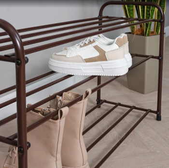 Этажерка "обувница" металл. "Альфа 33" 3полки, ш.0,87м, в.0,4м, гл.0,3м Коричн. ПДОА33 КОР "ЗМИ"*1