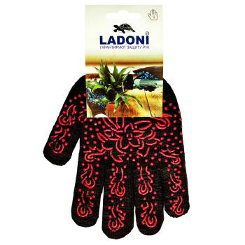 Перчатки ХБ с ПВХ рис 10кл (3 нити) черные с красным рис. (622Р) Doloni *10/200/400