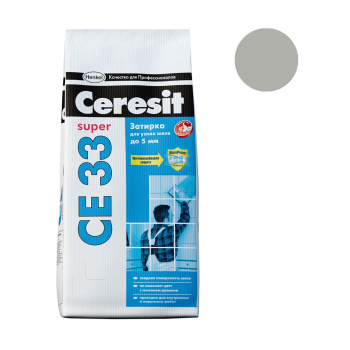 Затирка для швов 2 кг Церезит CE 33, серебристо-серый Затирка для швов 2 кг Церезит CE 33, серебристо-серый