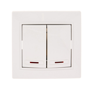 Выключатель Intro Plano СП 2кл. белый с подсветкой 10А-250В IP20 1-105-01