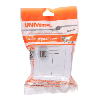 Выключатель Бриллиант СП 2кл. белый с подстветкой 10А IP20 UNIVersal 7947410