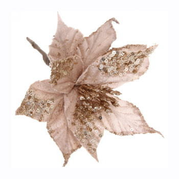 Украшение новогоднее Серпантин «Пуансеттия-Блеск», 19 см, шампань